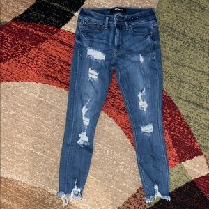 Express Women's Ripped Blue Skinny Jeans